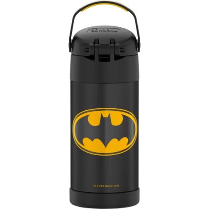 Picture of Thermos FUNtainer Water Bottle 12oz Batman - 12 fl oz - Yellow, Black - Stainless Steel, Silicone