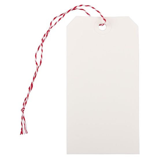 Picture of JAM Paper Medium Gift Tags, 4-3/4in x 2-3/8in, White/Red, Pack Of 10 Tags