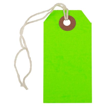 Picture of JAM Paper Small Gift Tags, 3-1/4in x 1-9/16in, Neon Green, Pack Of 10 Tags