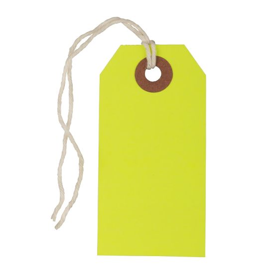 Picture of JAM Paper Small Gift Tags, 3-1/4in x 1-9/16in, Neon Yellow, Pack Of 10 Tags