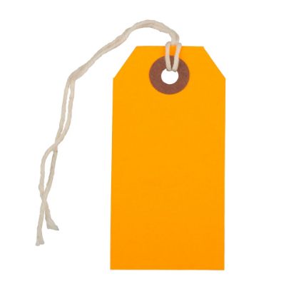 Picture of JAM Paper Small Gift Tags, 3-1/4in x 1-9/16in, Neon Orange, Pack Of 10 Tags