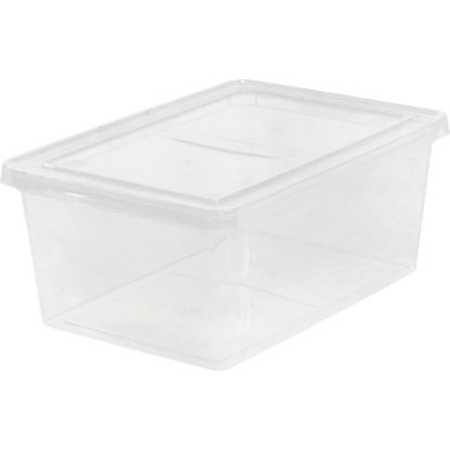 Picture of IRIS 17-quart Storage Box - External Dimensions: 17.5in Length x 12in Width x 17.5in Depth x 7in Height - 4.25 gal - Snap-in Lid Closure - Stackable - Plastic - Clear - For Scissors, Notebook, Office Supplies, Sweater, Purse, Towel, Stapler - 1 Each