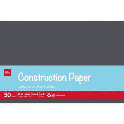 Picture of Office Depot Brand Construction Paper, 12in x 18in, 100% Recycled, Black, Pack Of 50 Sheets