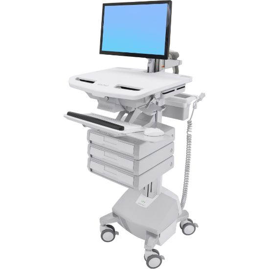 Picture of Ergotron StyleView Cart with LCD Arm, LiFe Powered, 3 Drawers (1x3) - Up to 24in Screen Support - 33 lb Load Capacity - Floor - Plastic, Aluminum, Zinc-plated Steel