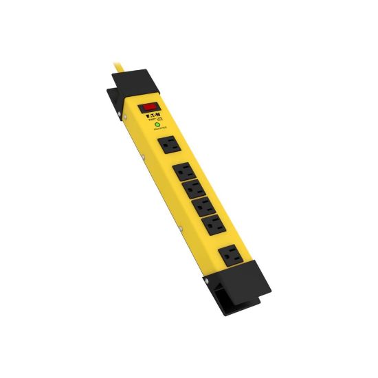 Picture of Eaton Tripp Lite Series Safety Surge Protector Power Strip 120V 6 Outlet Metal 9ft Cord OSHA - Surge protector - 15 A - AC 120 V - output connectors: 6 - black, yellow