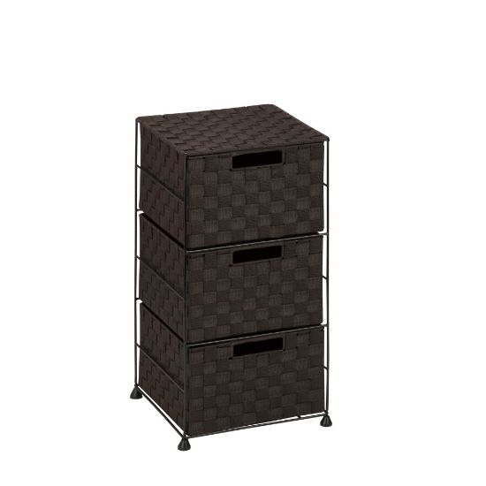 Picture of Honey-Can-Do Plastic 3-Drawer Wheeled Cart, 24in x 12in x 12in, Espresso