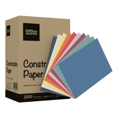 Picture of Office Depot Brand Construction Paper, 9in x 12in, 100% Recycled, Assorted Colors, Pack Of 2,000 Sheets