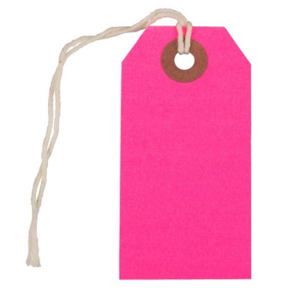 Picture of JAM Paper Small Gift Tags, 3-1/4in x 1-9/16in, Neon Pink, Pack Of 10 Tags