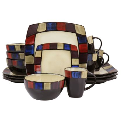 Picture of Gibson Elite Soho Lounge Mosaic 16-Piece Square Dinnerware Set, Multicolor