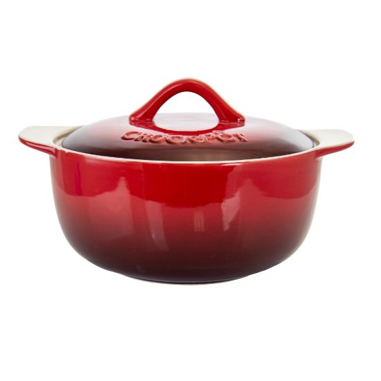 Picture of Crock-Pot Artisan Stoneware Casserole Dish With Lid, 2.3 Qt, Red