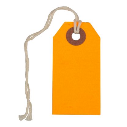 Picture of JAM Paper Tiny Gift Tags, 3-3/8in x 2-3/4in, Neon Orange, Pack Of 10 Tags