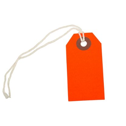 Picture of JAM Paper Tiny Gift Tags, 3-3/8in x 2-3/4in, Neon Red, Pack Of 10 Tags