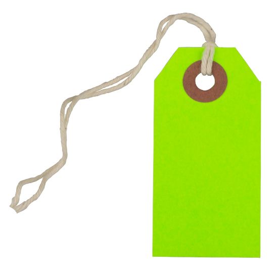 Picture of JAM Paper Tiny Gift Tags, 3-3/8in x 2-3/4in, Neon Green, Pack Of 10 Tags