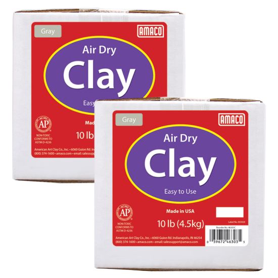 Picture of AMACO Air Dry Modeling Clay, Gray, 10 Lb Per Box, Set Of 2 Boxes