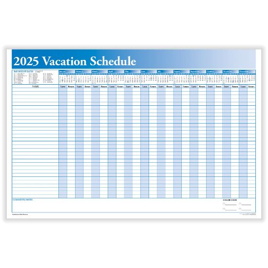 Picture of ComplyRight 2025 Calendar Planner, 36in x 24in, Full Vacation