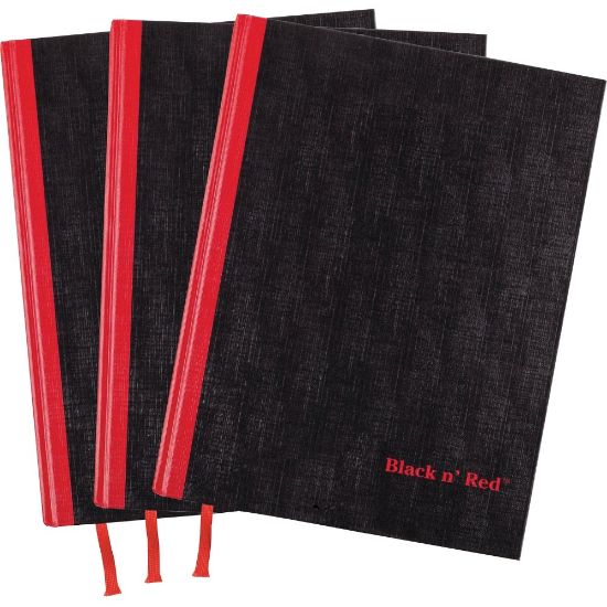 Picture of Black n Red Casebound Hardcover Notebooks, 12in x 8 1/2in, Black/Red, Pack Of 3