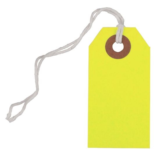 Picture of JAM Paper Tiny Gift Tags, 3-3/8in x 2-3/4in, Neon Yellow, Pack Of 10 Tags