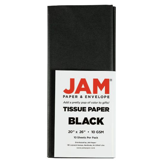 Picture of Jam Paper Tissue Paper, 26inH x 20inW x 1/8inD, Black, Pack Of 10 Sheets