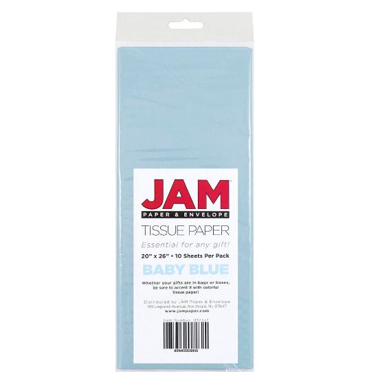 Picture of JAM Paper Tissue Paper, 26inH x 20inW x 1/8inD, Baby Blue, Pack Of 10 Sheets