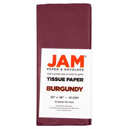 Picture of JAM Paper Tissue Paper, 26inH x 20inW x 1/8inD, Burgundy, Pack Of 10 Sheets