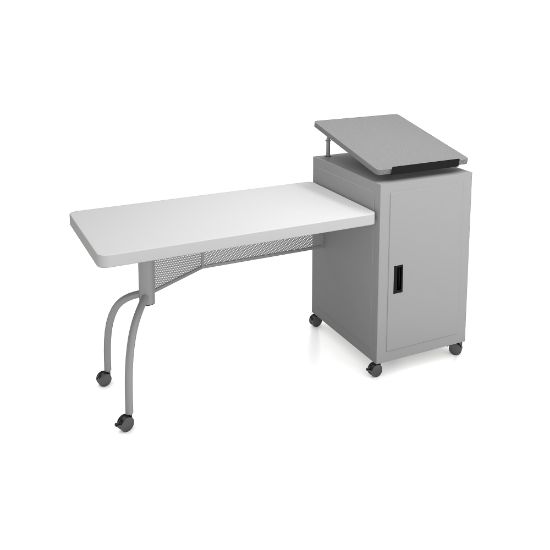 Picture of National Public Seating Oklahoma 24inW Sound Edupod Teachers Desk & Lectern Combo, Gray Hammertone