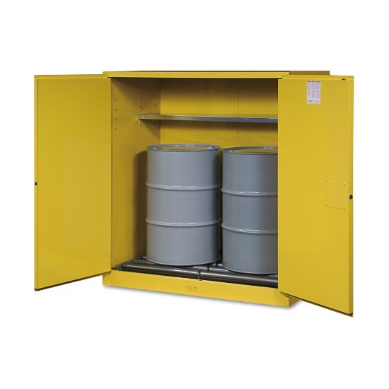 Picture of Vertical Drum Safety Cabinets, Manual-Closing, (2) 55 Gallon Drum, w/Rollers