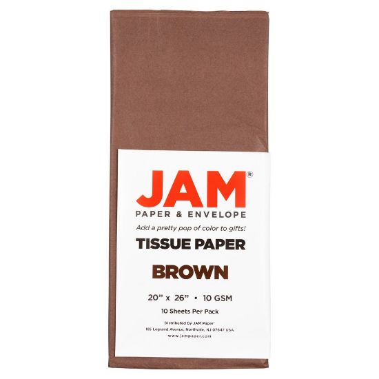 Picture of JAM Paper Tissue Paper, 26inH x 20inW x 1/8inD, Brown, Pack Of 10 Sheets