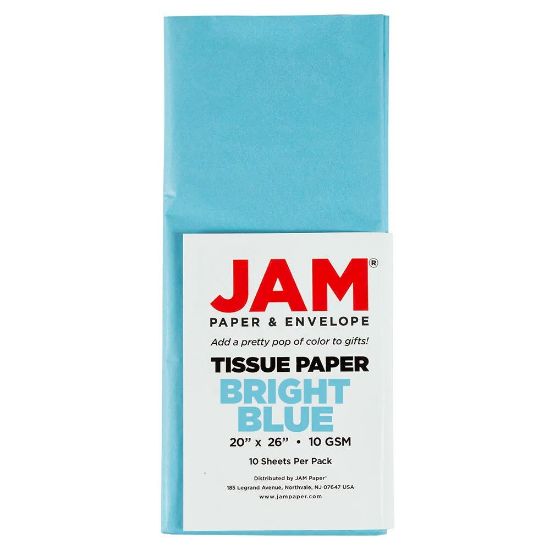 Picture of JAM Paper Tissue Paper, 26inH x 20inW x 1/8inD, Bright Blue, Pack Of 10 Sheets