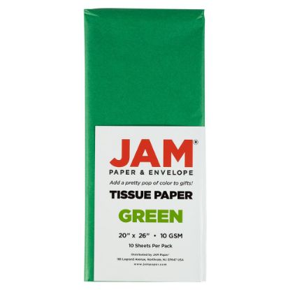 Picture of JAM Paper Tissue Paper, 26inH x 20inW x 1/8inD, Green, Pack Of 10 Sheets