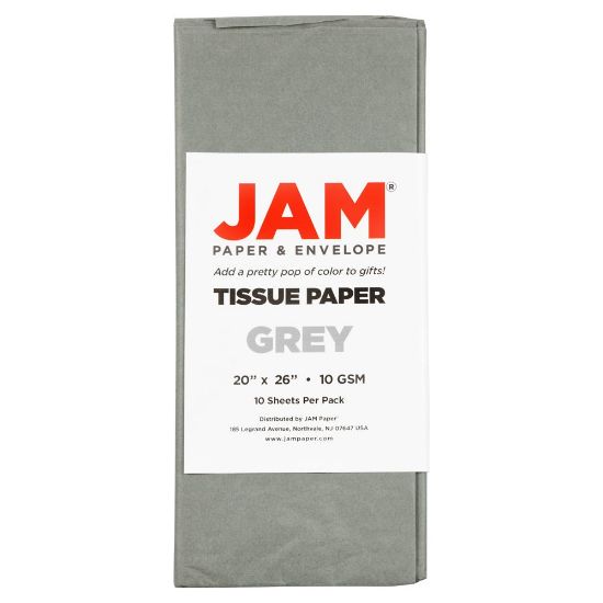 Picture of JAM Paper Tissue Paper, 26inH x 20inW x 1/8inD, Gray, Pack Of 10 Sheets