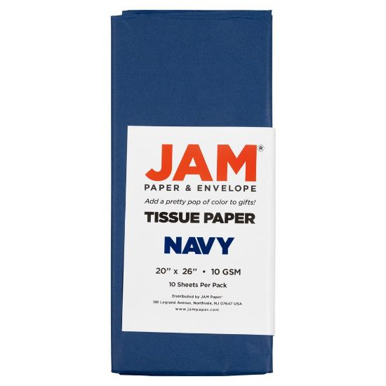 Picture of JAM Paper Tissue Paper, 26inH x 20inW x 1/8inD, Navy Blue, Pack Of 10 Sheets