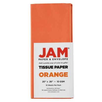 Picture of JAM Paper Tissue Paper, 26inH x 20inW x 1/8inD, Orange, Pack Of 10 Sheets