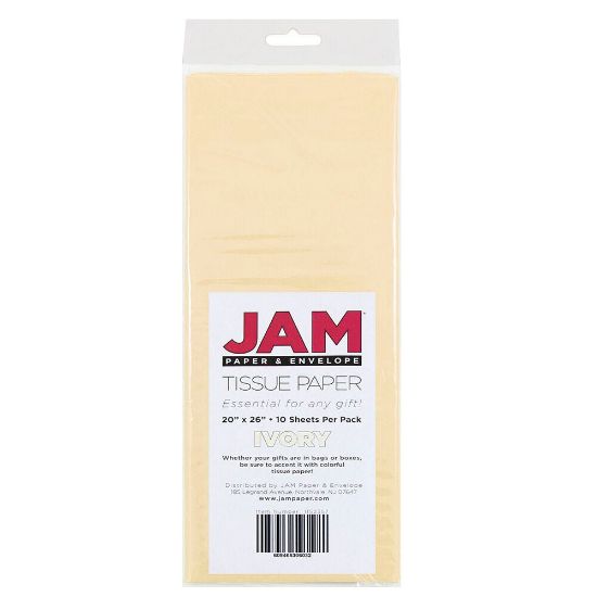 Picture of JAM Paper Tissue Paper, 26inH x 20inW x 1/8inD, Ivory, Pack Of 10 Sheets