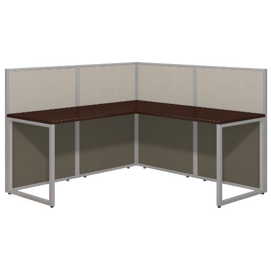 Picture of Bush Business Furniture Easy Office 60inW L-Shaped Cubicle Desk Workstation With 45inH Panels, Mocha Cherry/Silver Gray, Standard Delivery