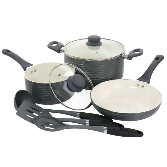 Picture of Oster Ridge Valley 8-Piece Aluminum Non-Stick Cookware Set, Gray