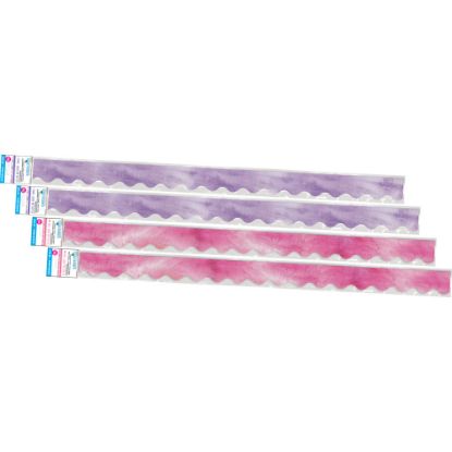 Picture of Barker Creek Double-Sided Scalloped-Edge Border Strips, 2-1/4in x 36in, Pink/Purple Tie-Dye And Ombre, Pack Of 52 Strips