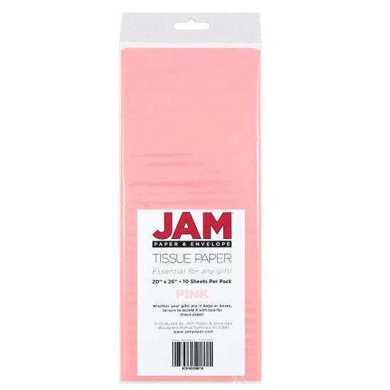 Picture of JAM Paper Tissue Paper, 26inH x 20inW x 1/8inD, Pink, Pack Of 10 Sheets