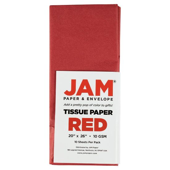 Picture of JAM Paper Tissue Paper, 26inH x 20inW x 1/8inD, Red, Pack Of 10 Sheets