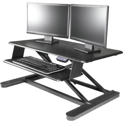 Picture of Kantek Electric Sit to Stand Workstation - Up to 24in Screen Support - 60 lb Load Capacity - 23.4in Height x 35in Width x 26in Depth - Desktop - Black