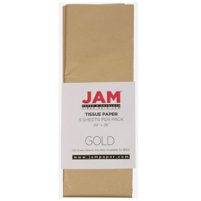 Picture of JAM Paper Tissue Paper, 26inH x 20inW x 1/8inD, Gold, Pack Of 10 Sheets