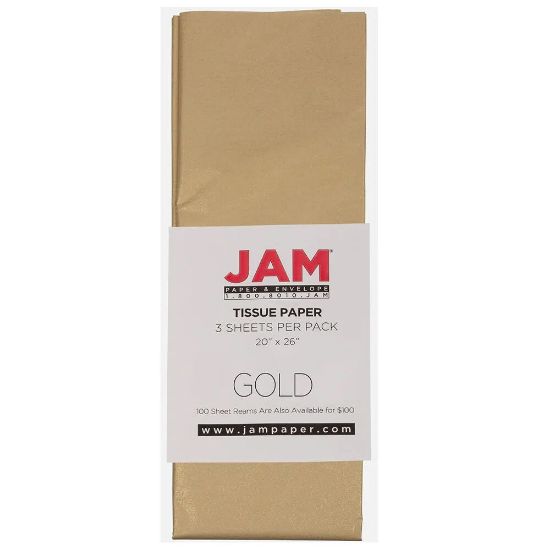 Picture of JAM Paper Tissue Paper, 26inH x 20inW x 1/8inD, Gold, Pack Of 10 Sheets