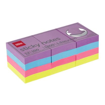 Picture of Office Depot Brand Sticky Notes, 1-1/2in x 2in, Assorted Vivid Colors, 100 Sheets Per Pad, Pack Of 12 Pads