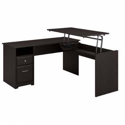 Picture of Bush Furniture Cabot 3 Position L Shaped Sit to Stand Desk, 60inW, Espresso Oak, Standard Delivery