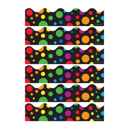 Picture of Carson Dellosa Education Scalloped Borders, 2-1/4in x 36in, Big Rainbow Dots, 12 Borders Per Pack, Set Of 6 Packs