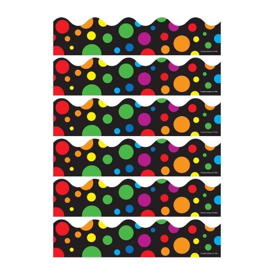 Picture of Carson Dellosa Education Scalloped Borders, 2-1/4in x 36in, Big Rainbow Dots, 12 Borders Per Pack, Set Of 6 Packs