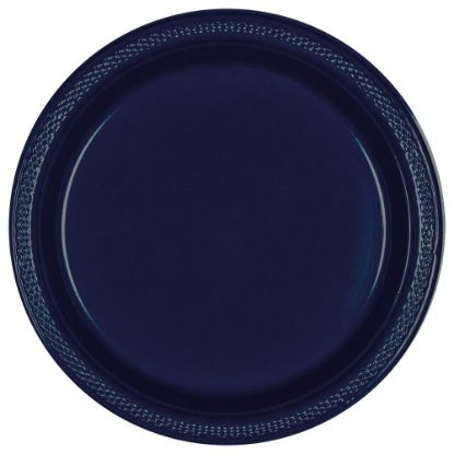 Picture of Amscan Round Plastic Plates, 10-1/4in, True Navy, Pack Of 40 Plates