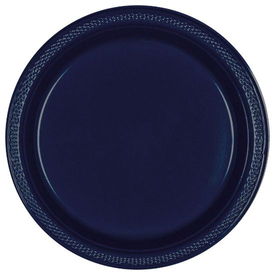 Picture of Amscan Round Plastic Plates, 10-1/4in, True Navy, Pack Of 40 Plates