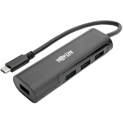 Picture of Tripp Lite USB C Hub 4-Port w/ 4x USB-A Portable Compact Thunderbolt 3 Compatible USB Type C, USB-C - Hub - 4 x SuperSpeed USB 3.0 - desktop