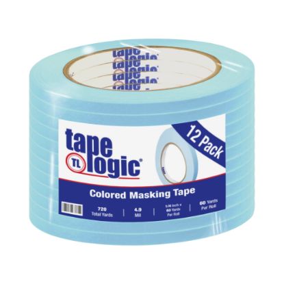 Picture of Tape Logic Color Masking Tape, 3in Core, 0.25in x 180ft, Light Blue, Case Of 12