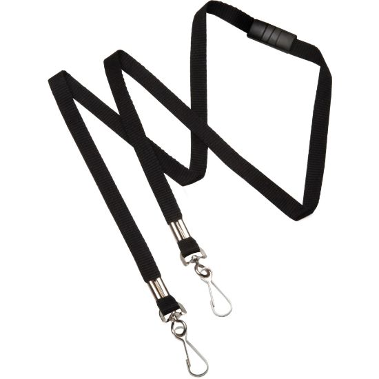 Picture of SKILCRAFT Face Mask Lanyards, 7/16in x 36in, Black, Pack Of 12 Lanyards